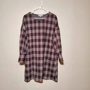 Listicle Women's Size Small Brown Plaid Casual Dress 70's Style Shift Pockets
